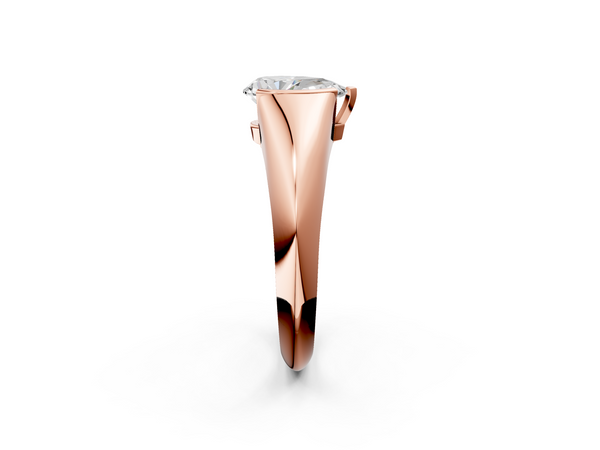 Rose Gold Pear-Shaped Tension Set Solitaire Engagement Ring Setting with Tapered Band