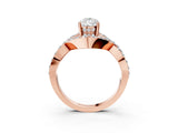 Rose gold Pear Solitaire Twist Band Pavé Diamond Engagement Ring_47