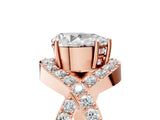 Rose gold Pear Solitaire Twist Band Pavé Diamond Engagement Ring_49