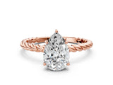 Rose gold Pear Solitaire Twist Band Ring with Four-Prong Setting_68