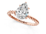 Rose gold Pear Solitaire Twist Band Ring with Four-Prong Setting_69