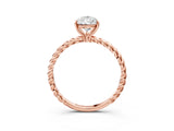 Rose gold Pear Solitaire Twist Band Ring with Four-Prong Setting_71