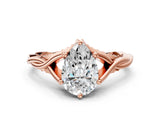 Rose gold Pear Solitaire Twist Band Six-Prong Setting 1