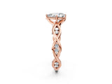 Rose gold Pear Solitaire Twist Band with Leaf Prong Setting 2