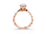 Rose gold Pear Solitaire Twist Band with Leaf Prong Setting 3
