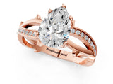 Rose gold Pear Solitaire Twist Band with Pavé Accents and Four-Prong Setting_21