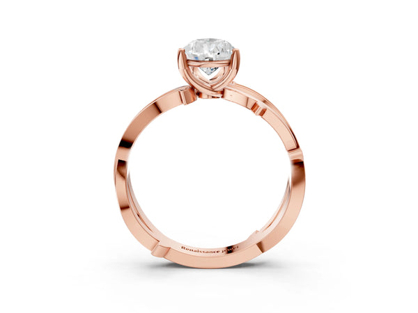 Rose gold Pear Solitaire Twist Band with Pavé Accents and Four-Prong Setting