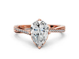 Rose gold Pear Solitaire Twist Band with Pavé Diamonds and Four-Prong Setting_108
