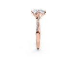 Rose gold Pear Solitaire Twist Band with Pavé Diamonds and Four-Prong Setting_110