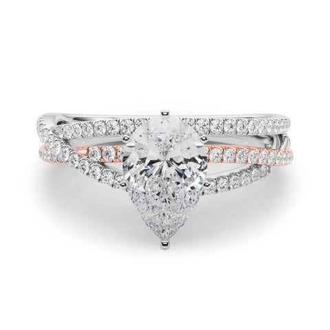 Rose gold Pear Solitaire Twist Band with Pavé Setting and Four-Prong Setting 1