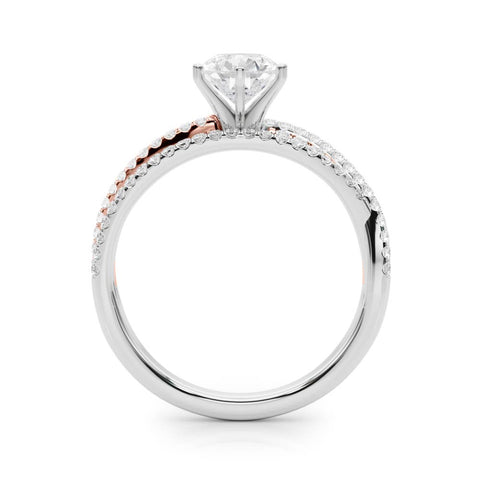 Rose gold Pear Solitaire Twist Band with Pavé Setting and Four-Prong Setting 2