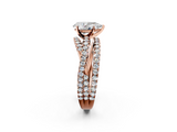 Rose gold Pear Solitaire Twist Band with Pavé Setting and Four-Prong Setting_108