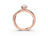 Rose gold Pear Solitaire Twist Band with Pavé Setting and Four-Prong Setting_109