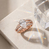 Rose gold Pear Solitaire Twist Band with Pavé Setting and Four-Prong Setting_15