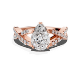 Rose gold Pear Solitaire Twist Band with Pavé Setting and Four-Prong Setting_24