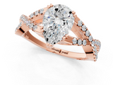 Rose gold Pear Solitaire Twist Band with Pavé Setting and Four-Prong Setting_25