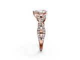 Rose gold Pear Solitaire Twist Band with Pavé Setting and Four-Prong Setting_26