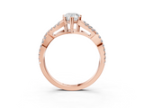 Rose gold Pear Solitaire Twist Band with Pavé Setting and Four-Prong Setting_27