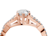 Rose gold Pear Solitaire Twist Band with Pavé Setting and Four-Prong Setting_28