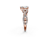Rose gold Pear Solitaire Twist Band with Pavé Setting and Four-Prong Setting_33