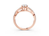 Rose gold Pear Solitaire Twist Band with Pavé Setting and Four-Prong Setting_34