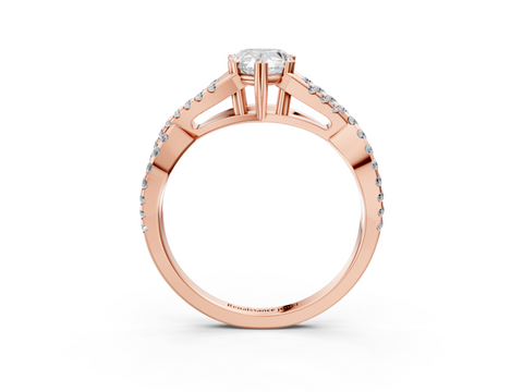 Rose gold Pear Solitaire Twist Band with Pavé Setting and Four-Prong Setting_34