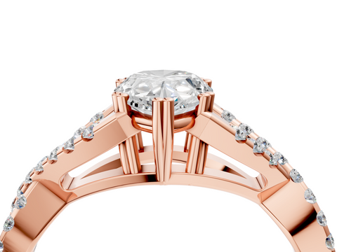 Rose gold Pear Solitaire Twist Band with Pavé Setting and Four-Prong Setting_35