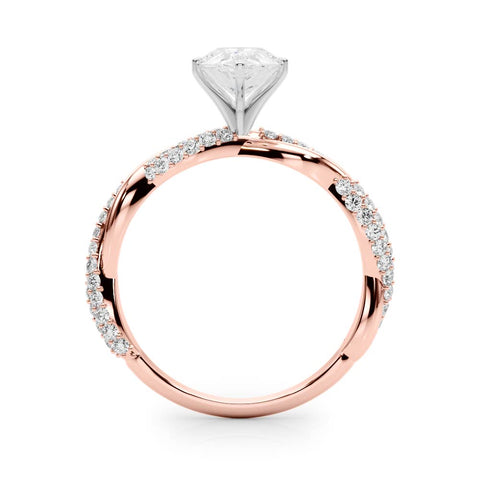 Rose gold Pear Solitaire Twist Band with Pave Prong Setting 2