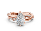 Rose gold Pear Solitaire Twist Band with Pave Prong Setting_71