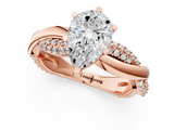 Rose gold Pear Solitaire Twist Band with Pave Prong Setting_72