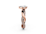 Rose gold Pear Solitaire Twist Band with Pave Prong Setting_73