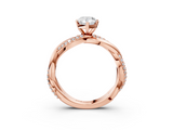 Rose gold Pear Solitaire Twist Band with Pave Prong Setting_74
