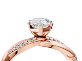 Rose gold Pear Solitaire Twist Band with Pave Prong Setting_75
