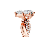 Rose gold Pear Solitaire Twist Band with Pave Prong Setting_76