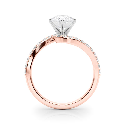 Rose gold Pear Solitaire Twist Band with Pave Set Diamonds and Four-Prong Setting 2