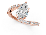 Rose gold Pear Solitaire Twist Band with Pave Set Diamonds and Four-Prong Setting_129