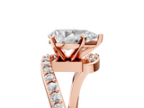 Rose gold Pear Solitaire Twist Band with Pave Set Diamonds and Four-Prong Setting_133