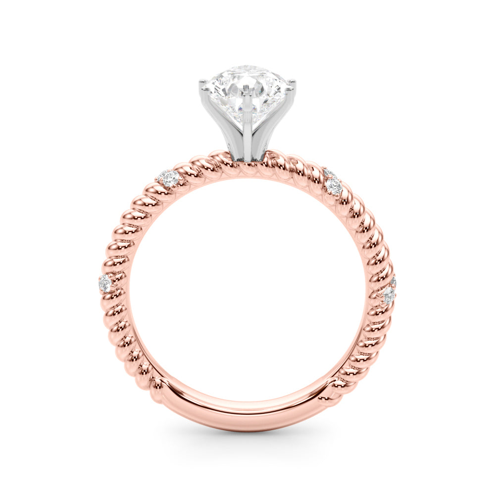 Rose gold Pear Solitaire Twisted Band Prong Set Engagement Ring 2