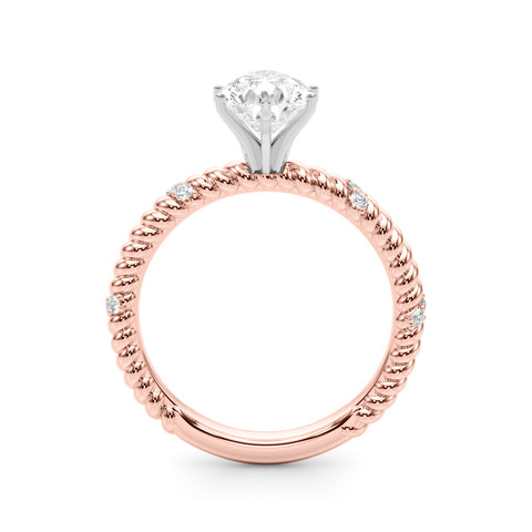 Rose gold Pear Solitaire Twisted Band Prong Set Engagement Ring 2