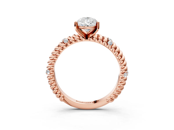 Rose gold Pear Solitaire Twisted Band Prong Set Engagement Ring