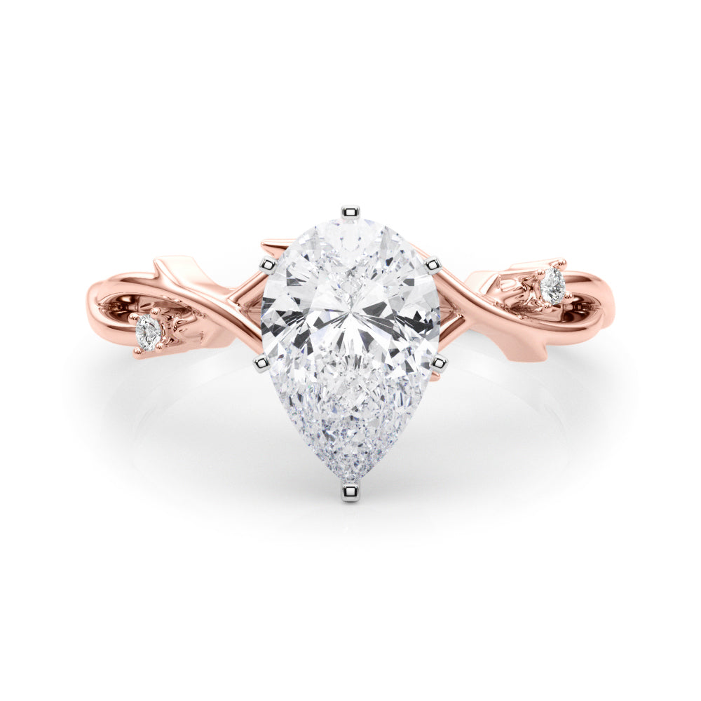 Rose gold Pear Solitaire Twisted Band Prong Setting Ring 1