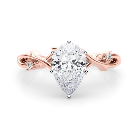 Rose gold Pear Solitaire Twisted Band Prong Setting Ring 1