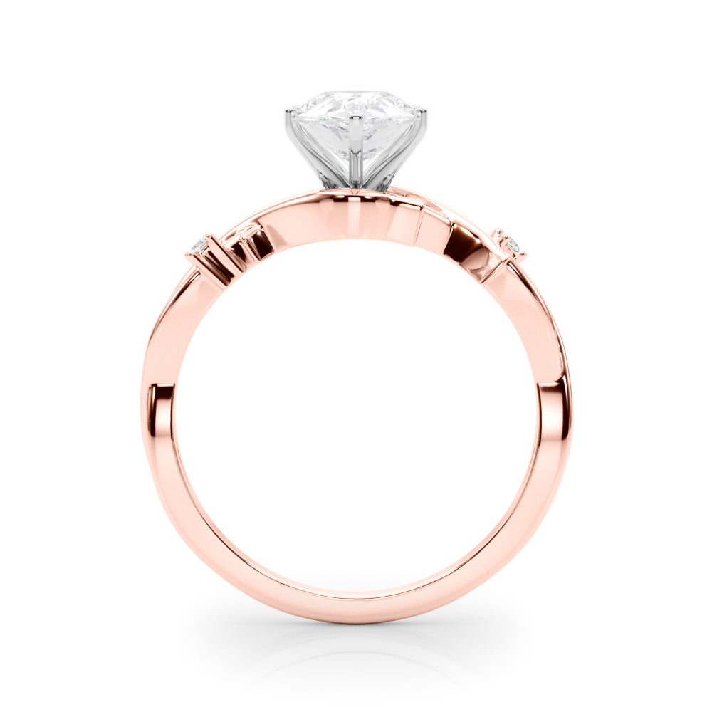 Rose gold Pear Solitaire Twisted Band Prong Setting Ring 2