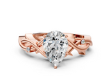 Rose gold Pear Solitaire Twisted Band Prong Setting Ring_178