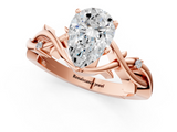 Rose gold Pear Solitaire Twisted Band Prong Setting Ring_179