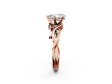 Rose gold Pear Solitaire Twisted Band Prong Setting Ring_180