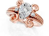 Rose gold Pear Solitaire Twisted Band Scroll Prong Ring_4