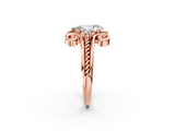 Rose gold Pear Solitaire Twisted Band Scroll Prong Ring_5