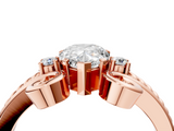 Rose gold Pear Solitaire Twisted Band Scroll Prong Ring_7