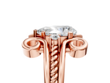 Rose gold Pear Solitaire Twisted Band Scroll Prong Ring_8